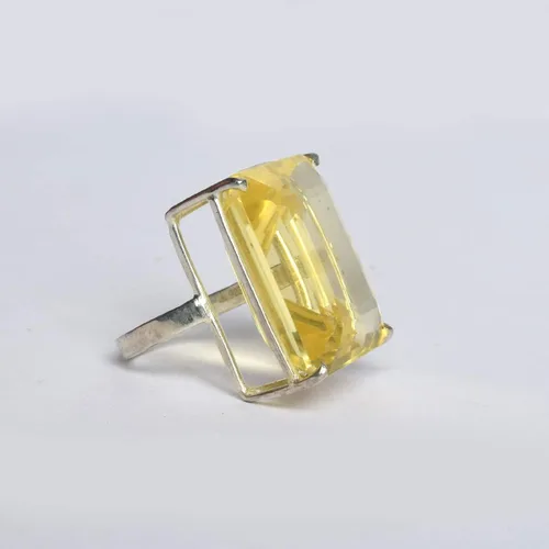 Vista 4 de GEMHUB Anillo de citrino amarillo de 0.50oz con piedra natal de noviembre, chapado en plata de ley 925, regalo de joyería para mujeres, Piedra