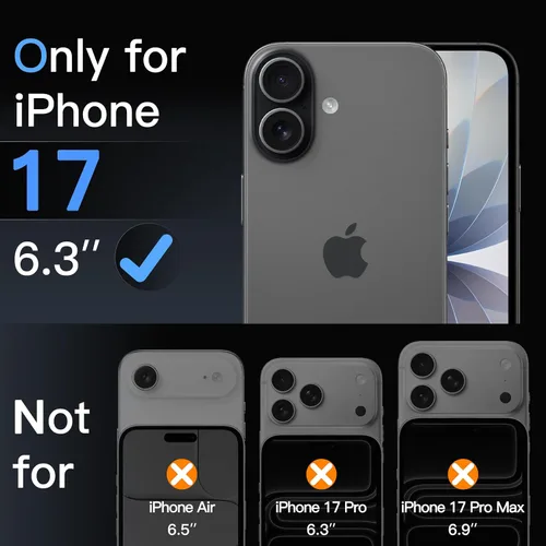 Vista 2 de JETech Protector de lente de cámara para iPhone 17 de 6.3 pulgadas, cobertura completa, cubierta de anillo de vidrio templado 9H, placa de metal
