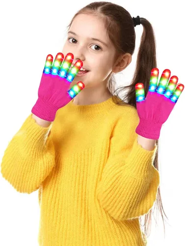 Vista 2 de Juguetes para rave con luz LED, guantes de dedo brillantes para niños, adolescentes, adultos, Pascua, Halloween, Navidad, regalos para espectáculos