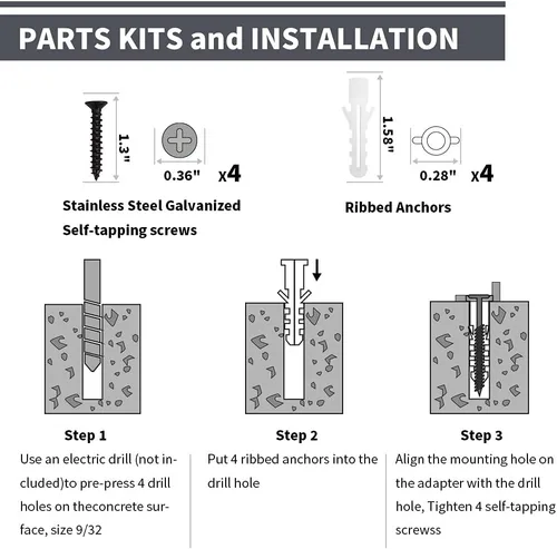 Vista 4 de Windben Adaptador de Montaje para Muelle, Base de Luz de Poste para Luminarias de Poste de 3", Kits de Piezas Incluidos, Negro Mate