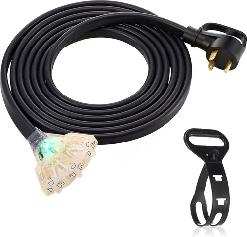 Vista 9 de Tellegloww Cable generador plano para RV NEMA TT-30p a 3X 5-20R/5-15R de 10 Negro