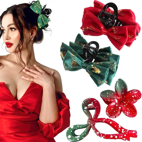Vista 10 de GQLV Pinzas de garra para el cabello con flores - 4 piezas para cabello grueso, fuerte agarre antideslizante, hawaianas, pinzas grandes y bonitas