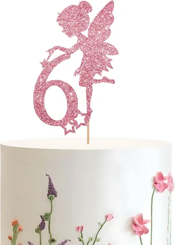 Vista 9 de Decoración para pastel de primer cumpleaños de hadas de oro rosa, decoración temática de hadas de jardín para primer aniversario/fiesta
