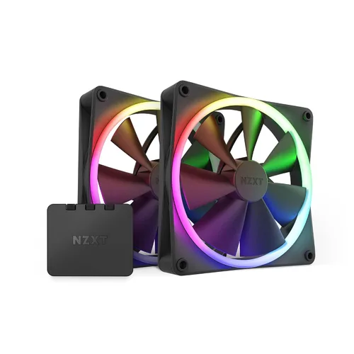 Vista 9 de NZXT F120 RGB Paquete Triple – 3 x ventiladores RGB PWM de 120 mm para PC con controlador RGB – Alto flujo de aire, bajo ruido – Rodamiento