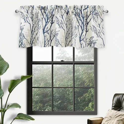 Vista 6 de DriftAway Cenefa de Rama de Árbol con Forro de Lino de Doble Capa con Aislamiento Térmico para Oscurecer la Habitación, Cenefas Opacas con Bolsillo