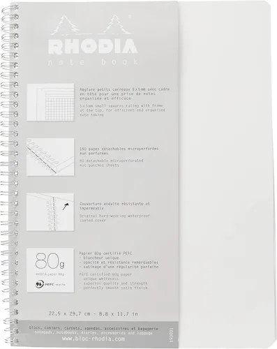 Vista 4 de Rhodia 193039C - Cuaderno de anillas (encuadernación completa) Negro - A4+ - Cuadrícula de puntos - 160 páginas extraíbles - Papel Clairefontaine