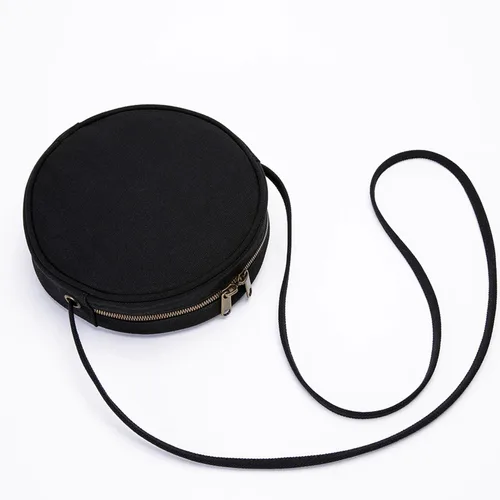 Vista 8 de Bolso cruzado circular para mujer, bolso circular de nailon con cremallera, correas de hombro ajustables con nudo