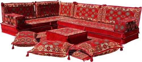 Vista 14 de arabicsofa Juego de Sofá Majlis Árabe de Esquina en Forma de L – Cojín Modular de Piso con Almohadas de Respaldo