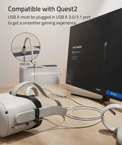 Vista 4 de Syntech Cable de enlace de carga de 16 pies y cable de enlace estándar de 16 pies compatible con OculusMeta Quest 21