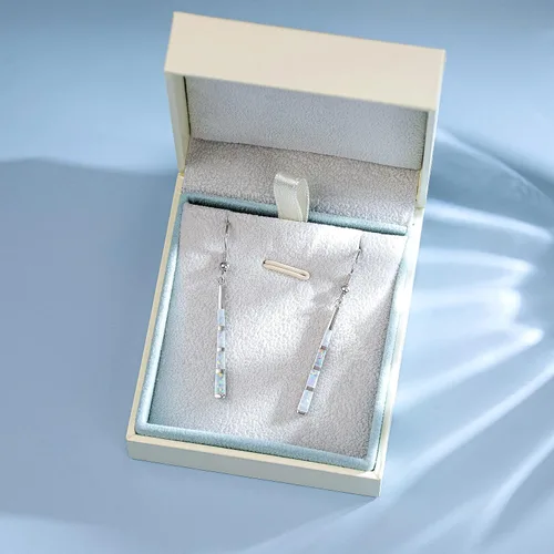 Vista 7 de FANCIME October Birthstone Earrings Sterling Silver Opal Earrings Long Drop Dangle Earrings Danity Fine Jewelry for Women
