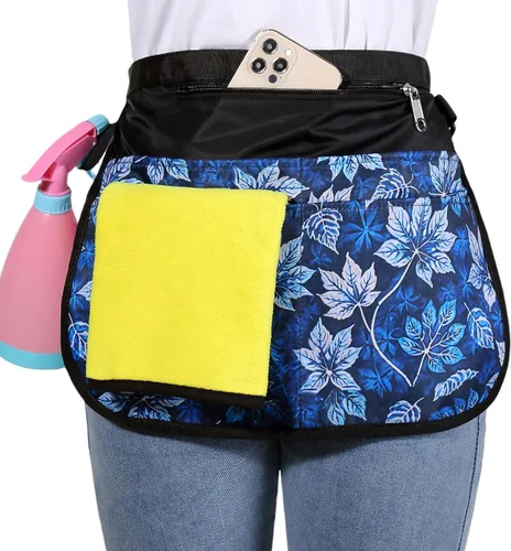 Vista 13 de Bafelia Delantal Organizador de Limpieza de Tamaño Pequeño para Mujeres con 5 Bolsillos, Suministros de Limpieza Profesionales Impermeables