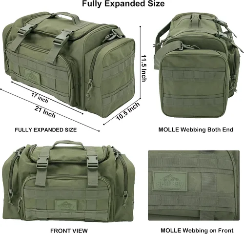 Vista 6 de APRILBAY AB Tactical Series Duffle Bag Gym Travel Senderismo y Trekking Bolsa de deportes Bolsa de caza y pesca, Verde oscuro, Bolsa de lona