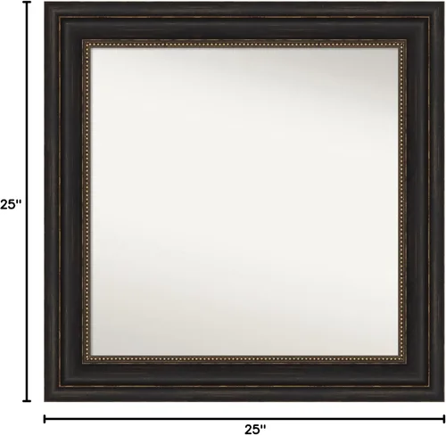 Vista 6 de Amanti Art Espejo de pared personalizado no biselado (25 x 25 pulgadas), marco de bronce acentuado, varios tamaños personalizados, espejo de baño