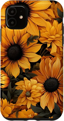 Vista 7 de iPhone 14 Flores de girasol hermoso floral amarillo patrón patrón caso