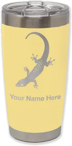 Vista 14 de LaserGram 20oz Vacuum Insulated Tumbler Mug, Gecko, Personalized Engraving Included (Black)