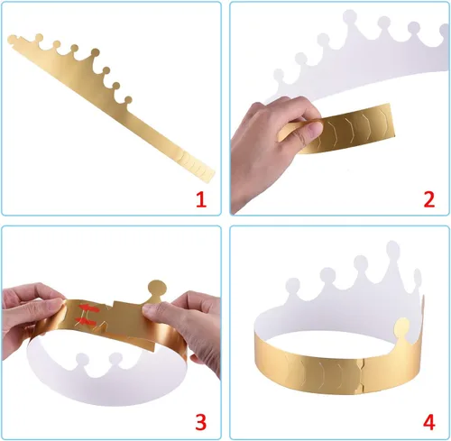 Vista 4 de SIQUK 27 piezas de corona de papel dorado para fiesta y celebración