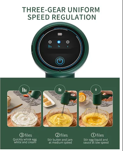 Vista 3 de Mezclador de mano eléctrico, pequeño mezclador de mano para el hogar, batidor de huevos de cocina adecuado para mezclar crema, pastel y mantequilla
