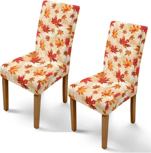 Vista 41 de Rnyleeg Juego de 1 fundas para sillas de comedor de otoño, diseño de hojas, para sala de estar, sin brazos, funda elástica para silla de cóctel
