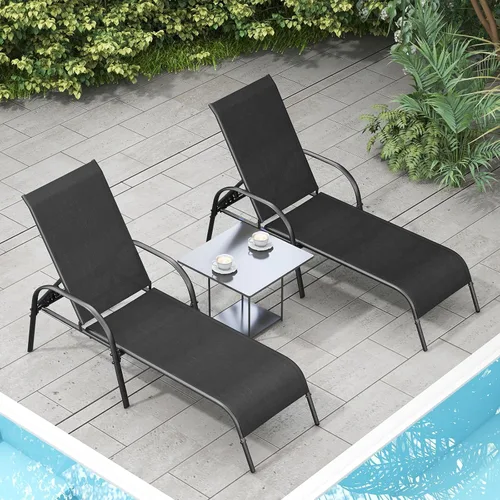 Vista 6 de Giantex Silla de Salón para Patio, Tumbona para Exteriores con Respaldo de 5 Posiciones Ajustables, Marco de Acero Resistente, Sillón Reclinable