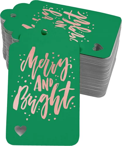 Vista 34 de Etiquetas colgantes con texto en inglés "Merry and Bright" (50 unidades)