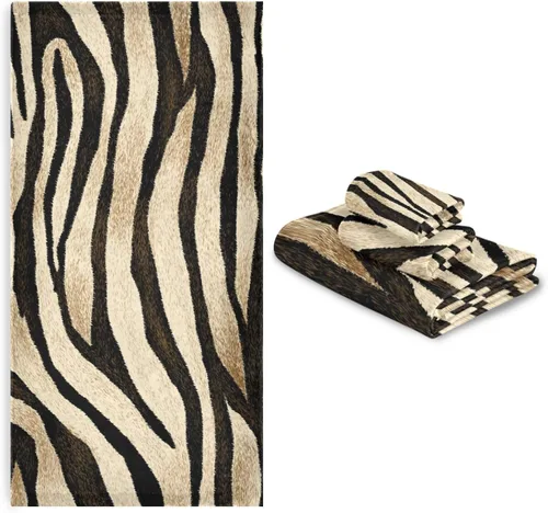 Vista 7 de susiyo Juego de toallas de baño de 3 piezas, suaves y altamente absorbentes, con estampado de tigre, a rayas, de piel de animal, toallas de calidad