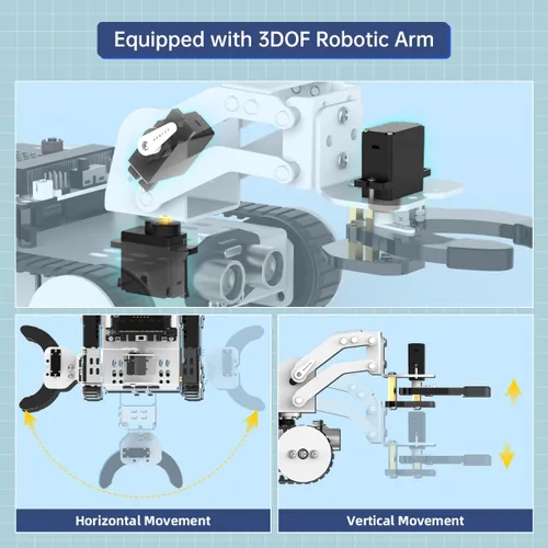 Vista 6 de Qtruck - Robot inteligente 4 en 1 para programación Micro:bit V2, proyecto STEM, kit de robot educativo, auto tanque rastreado para principiantes