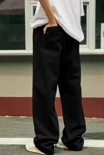 Vista 3 de Jeans holgados para hombres y mujeres, pantalones clásicos de patinadora Y2K, pantalones lisos 2023, jeans casuales de pierna ancha, pantalones