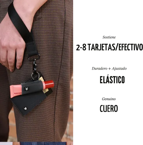 Vista 2 de Thread Wallets Cartera minimalista ultra delgada para tarjetas, Negro, Talla única, Casual