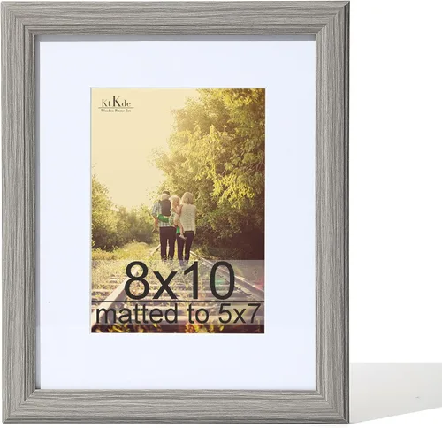 Vista 83 de KTKDE Portarretratos gris de 8 x 10 pulgadas con paspartú extraíble para fotos de 5 x 7 pulgadas, vidrio real para portarretratos de 8 x 10