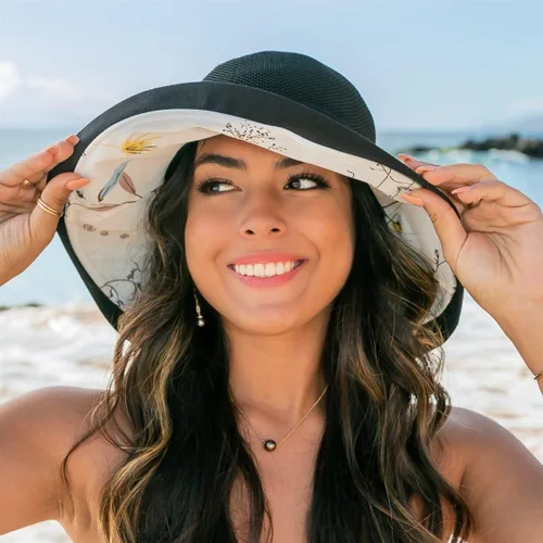 Vista 3 de Sombrero de playa con protección UV para el sol de verano Negro