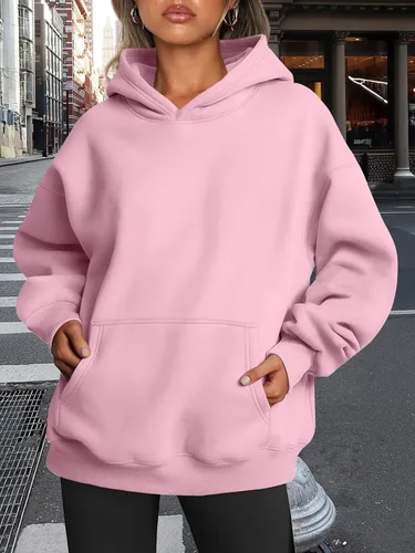 Vista 214 de Trendy Queen - Sudaderas extragrandes con capucha para mujer, suéteres de manga larga, sin botones, de vellón, de otoño, ropa de invierno