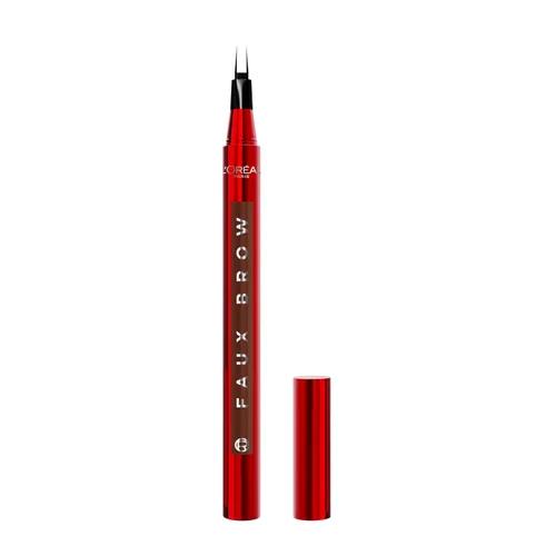 Vista 14 de L'Oréal Paris Faux Brow, Lápiz para cejas de aspecto capilar, con punta de doble cepillo, maquillaje de cejas rápido y preciso, castaño oscuro, 0.04