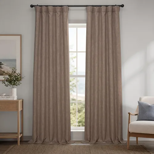 Vista 88 de HPD Half Price Drapes - Cortinas de lino sintético para sala de estar (2 paneles) - 100 pulgadas de ancho x 84 pulgadas de largo - Cortinas