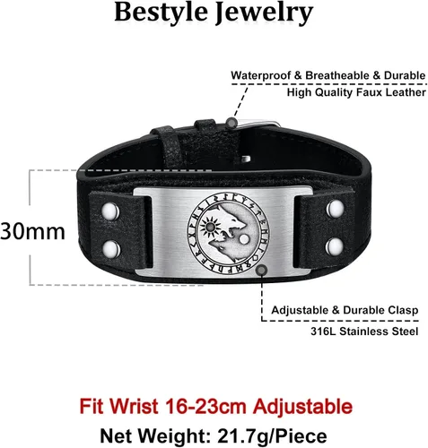 Vista 7 de Bestyle Pulseras de cuentas de acero inoxidable trenzadas de cuero genuino de alta calidad para hombres y niños, pulseras de moda para hombre