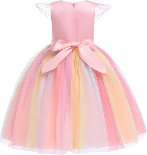 Vista 2 de Uhnice Vestido de tul con diadema para niñas diseño de unicornio