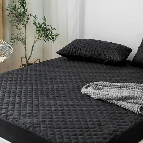 Vista 4 de vctops Sábana bajera acolchada impermeable, protector de colchón ultra suave y elástico con bolsillo profundo (negro, individual)