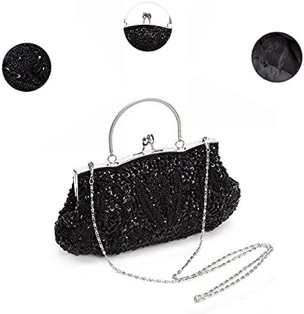 Vista 6 de Tmore Bolso de noche grande con diseño de lentejuelas y cuentas