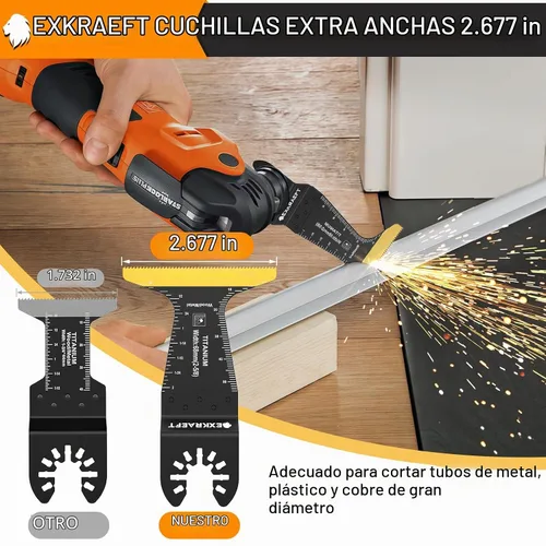 Vista 4 de EXKRAEFT 18 cuchillas multiherramienta de titanio, hojas de sierra