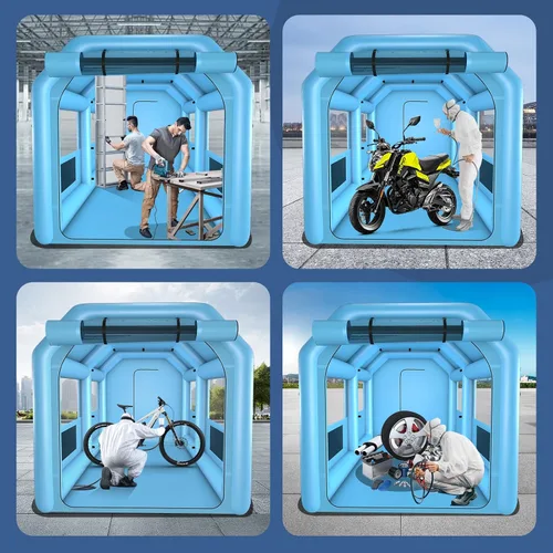 Vista 6 de Cabina de pintura inflable de 13.5 x 8.5 x 8.5 pies, cabina de pulverización inflable con un soplador de 750 W y sistema de filtro de aire, cabina