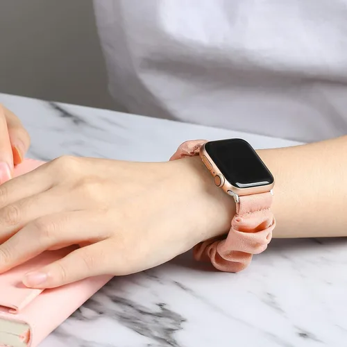 Vista 7 de TOYOUTHS - 3 paquetes compatibles con Apple Watch Band Scrunchies 1.496 in (38 mm) tela suave patrón impreso pulsera de tela para mujer iWatch