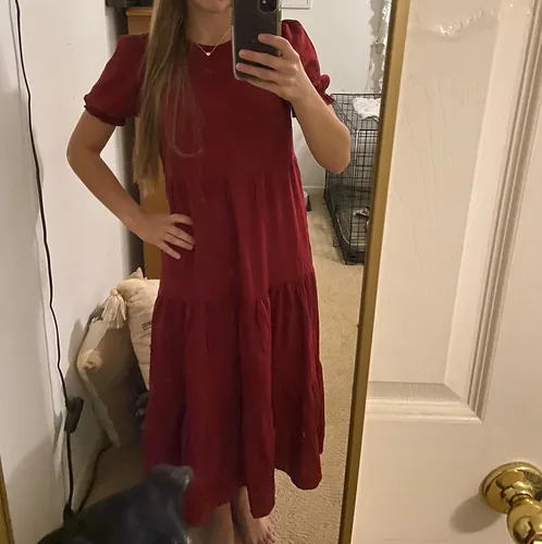 Vista 3 de IFFEI Vestidos de verano para mamá y yo, estilo bohemio, a juego, con volantes, manga abombada, cintura alta, vestido largo por debajo