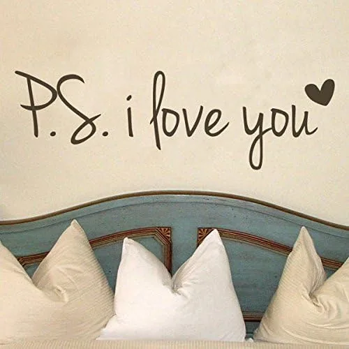 Vista 2 de DigTour WallArt Vinilo con texto en inglés "PS, I Love You" (texto en inglés "Love You")