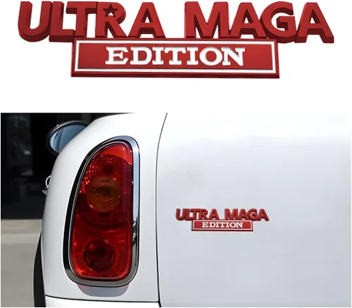 Vista 15 de AICEL Ultra MAGA Edition Emblemas, calcomanías 3D elevadas de metal completo, etiquetas clásicas de personalidad con adhesivo fuerte, calcomanías