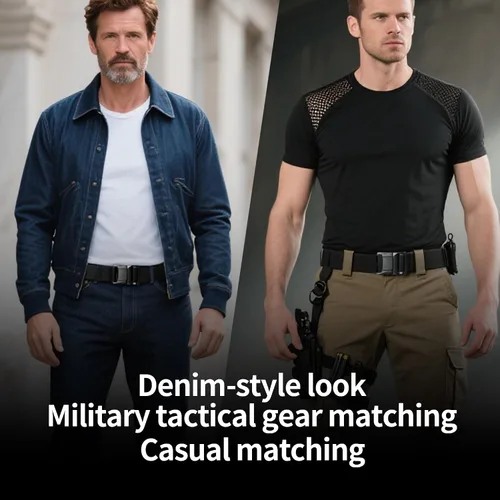 Vista 8 de Cinturones de nailon de estilo militar ajustable para hombre con hebilla de metal