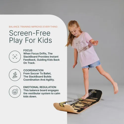 Vista 4 de GIBBON SlackBoard, Balance Board Kids & Adults, Slackline Balance Trainer Slack Board, Core Workout Equipment, Home Gym Training, Standing Desk