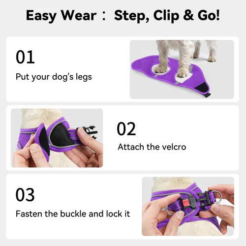 Vista 44 de Joytale Arnés para Perros Pequeños, Chaleco de Malla Transpirable Step-in, Arneses Acolchados Suaves Reflectantes para Gatos y Perros Cachorros