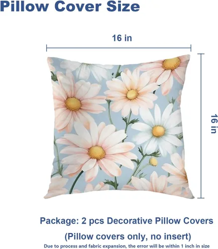 Vista 5 de Batmerry Flowers with Stems Throw Pillow Covers, Beautiful Floral Decorative Pillow Covers Digital Printing Blended for Couch Sofa Bed Invisible