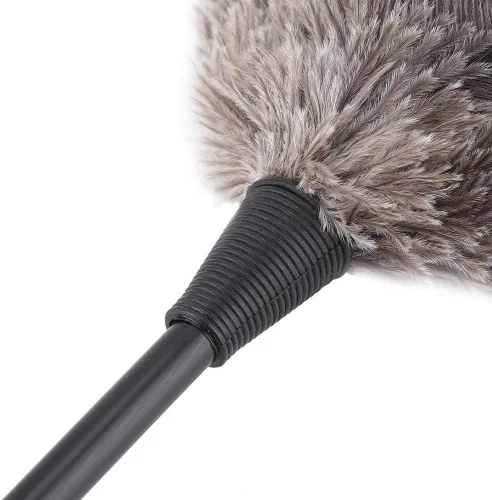 Vista 5 de Plumero de avestruz, mini cepillo de plumas de avestruz reutilizable hecho a mano con mango largo de plástico para teclado de automóvil, muebles