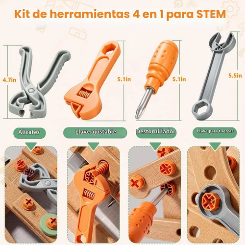 Vista 9 de Kids Tool Set with Drill & Toolbox, 160PCS STEM Construction Building Toys
