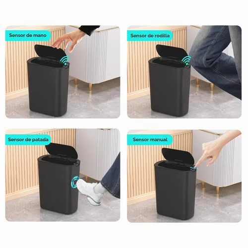 Vista 7 de Botes de Basura de 5 Galones con Sensor de Movimiento para Baño, Botes de Basura Automáticos con Tapa, sin Contacto, Inteligentes, Delgados